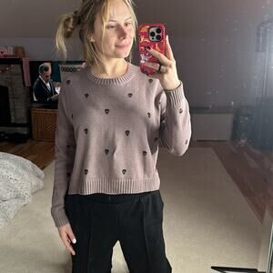 Sincerely Jules: Skull Pattern Taupe Knit Sweater